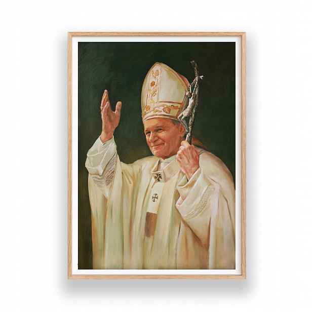 Obraz Jan Pavel II. Plakát A3 Rámeček Dřevěný 30x42 cm