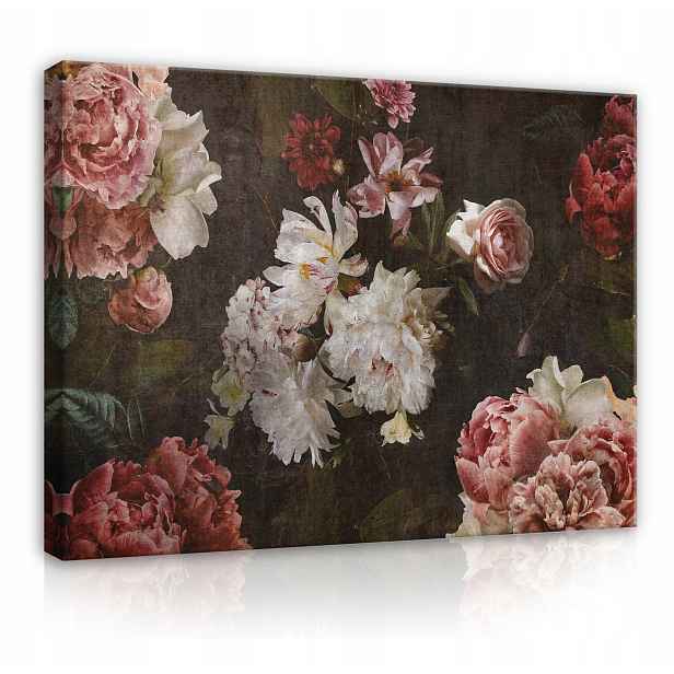 Obraz Na Plátně Stěna Květiny Vintage Retro Velký Obývací Pokoj Ložnice 120x80