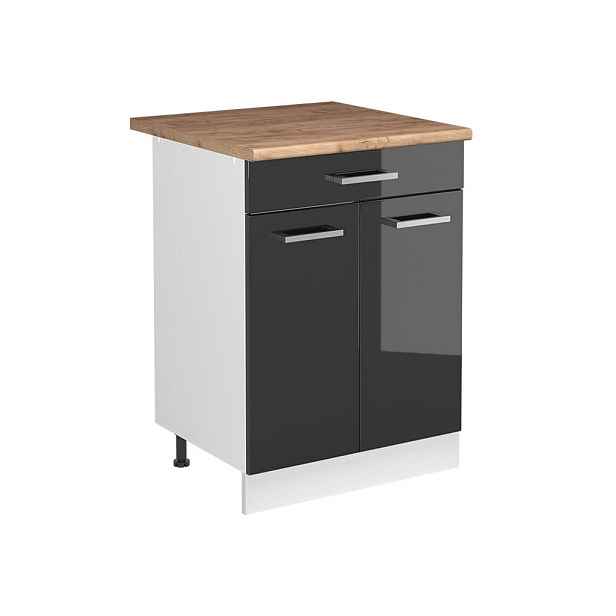 Vicco SKŘÍŇKA POD DŘEZ R-Line, Antracitový vysoký lesk/Bílá, 60 cm pracovní deska Zlatý mocný dub