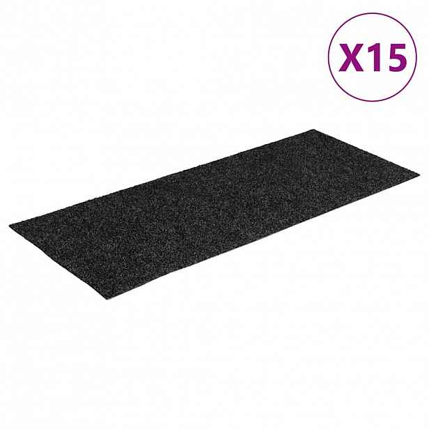 vidaXL Schodové rohože samolepicí 15 ks 60 x 25 cm tmavě šedé obdélníkové