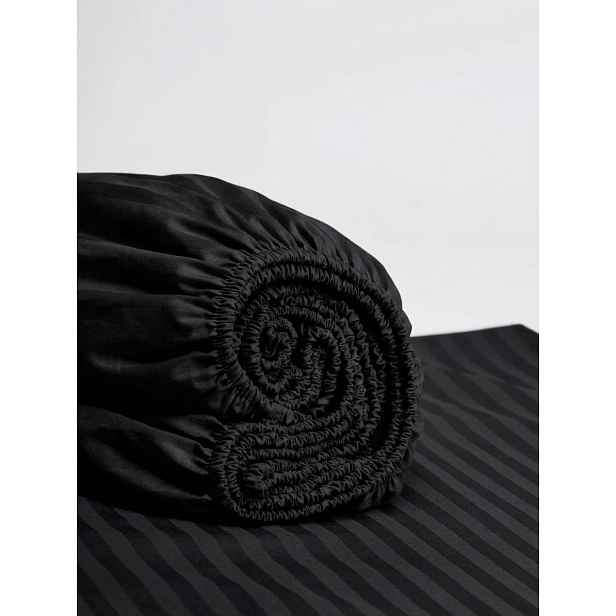 Prostěradlo s gumou, černý damašek 100% bavlna 200×220