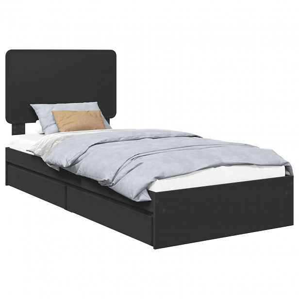 vidaXL Postel s úložným prostorem Černá 90 x 190 cm Kompozitní dřevo