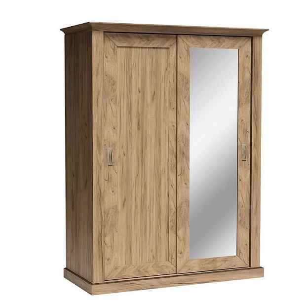 Dvoudveřová skříň AILISH - šířka 146 cm, dub kraft zlatý