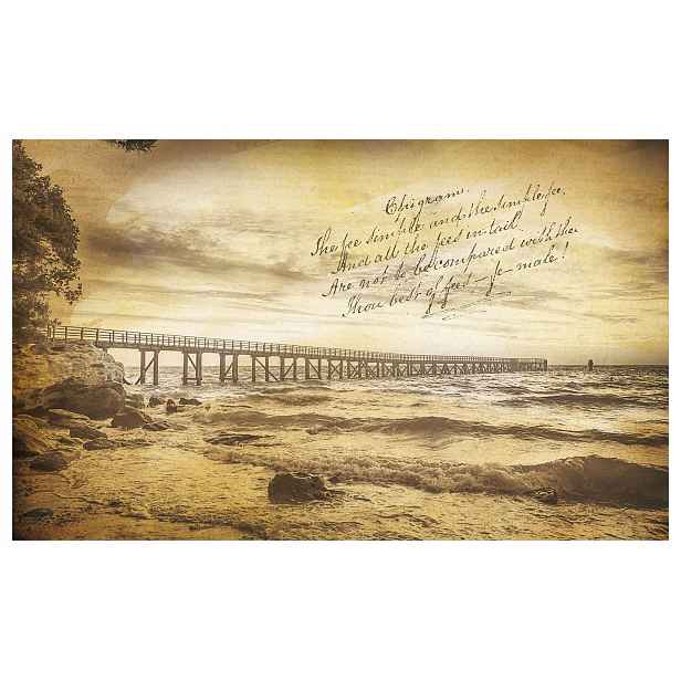 Fototapeta flizelina Ocean Molo mraky nápis klidná krajina 200x140 lepidlo