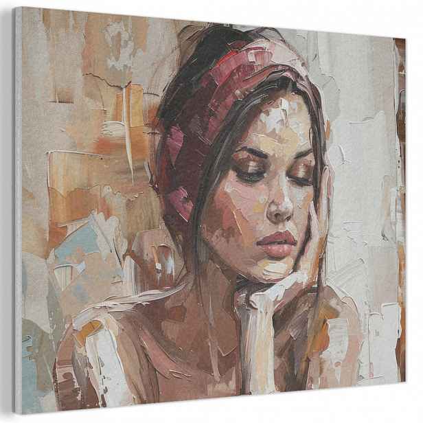 MuchoWow AKUSTICKÝ obraz Žena - vzhled malby - portrét - moderní 80x60 cm