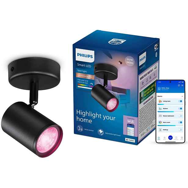 Nástěnná Led lampa Spot GU10 Rgb Philips Smart WiFi Aplikace WiZ