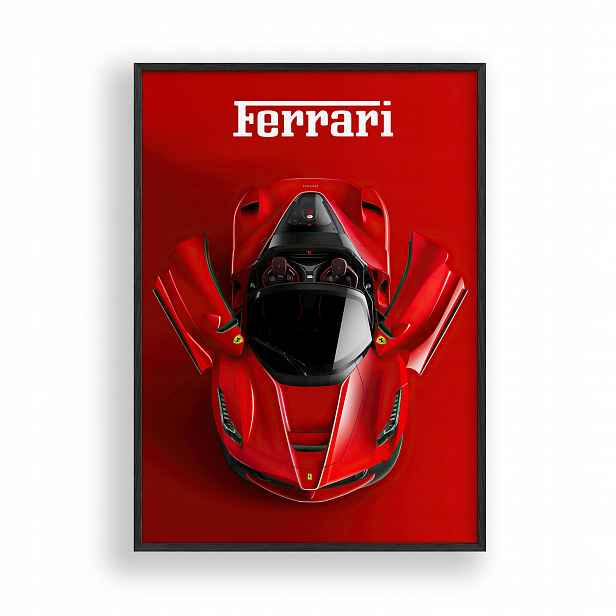 Obraz Auto Ferrari LaFerrari Plakát Rámeček Dřevěný Černý 30x42 cm