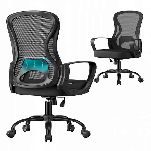 Otočné Kancelářské Křeslo ergonomické křeslo černé, nastavitelné, herní