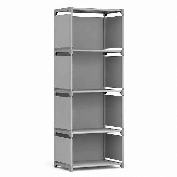 TEMU Moderní minimalistická 5patrová knihovna 48,8" H, šedá, snadná montáž, pevná knihovna do obývacího pokoje, ložnice, pracovny a kanceláře
