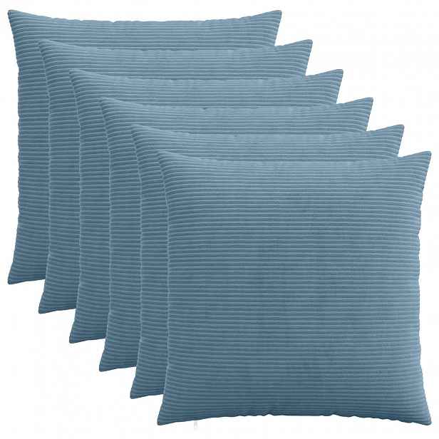vidaXL Povlak na polštář 6 pcs HEERLEN Modrá 60 x 60 cm manšestr