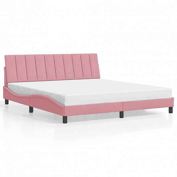 vidaXL Rám postele bez matrace Hanko růžový 180x200 cm samet