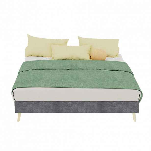 OKWISH POSTEL 140/200 cm šedá z látky a kovu s nízkým rámem