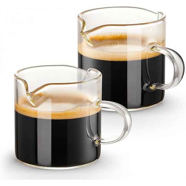 2X Šálek Na Espresso 113,4 G Dvojitá Výlevka Sklo Průhledné Malé
