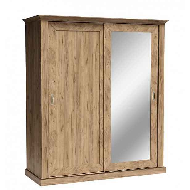 Dvoudveřová skříň AILISH - šířka 183 cm, dub kraft zlatý