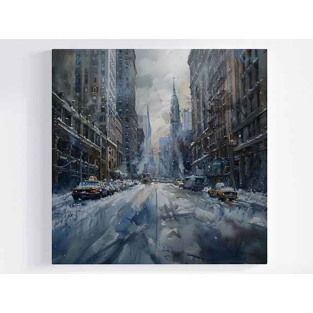 Obraz Na Plátně Plátno Město New York Manhattan Ulice Zima Sníh 50x50