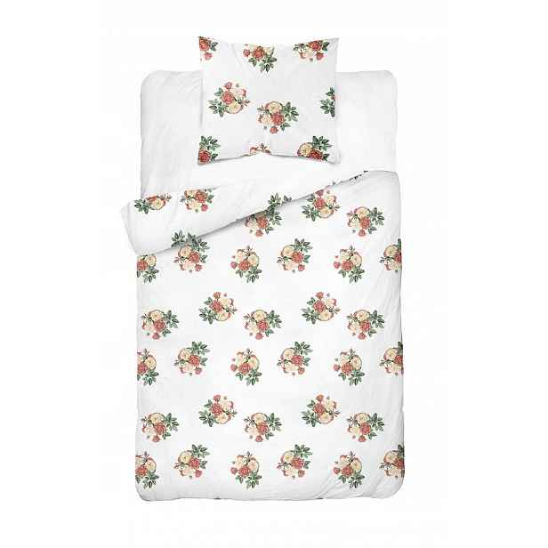 Povlečení Home Satin 140x200 bílá kytice čajovo-krémových růží