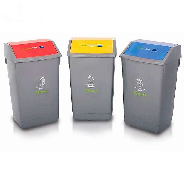Sada 3 košů na tříděný odpad Addis Recycle, 60 l