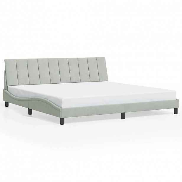 vidaXL Rám postele bez matrace Hanko světle šedý 200 x 200 cm samet