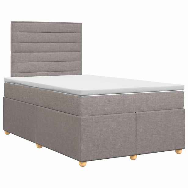 vidaXL Postel boxspring s matrací s čelo Taupe 120 x 200 cm Textil