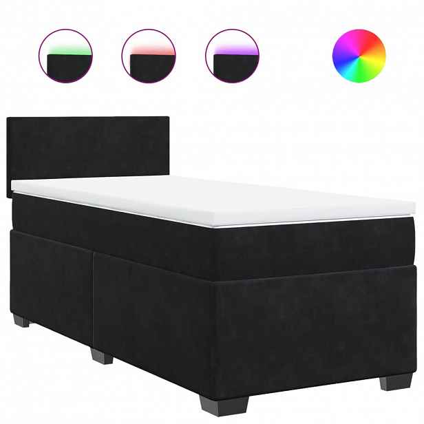 vidaXL Box spring postel s matrací černá 90x200 cm samet