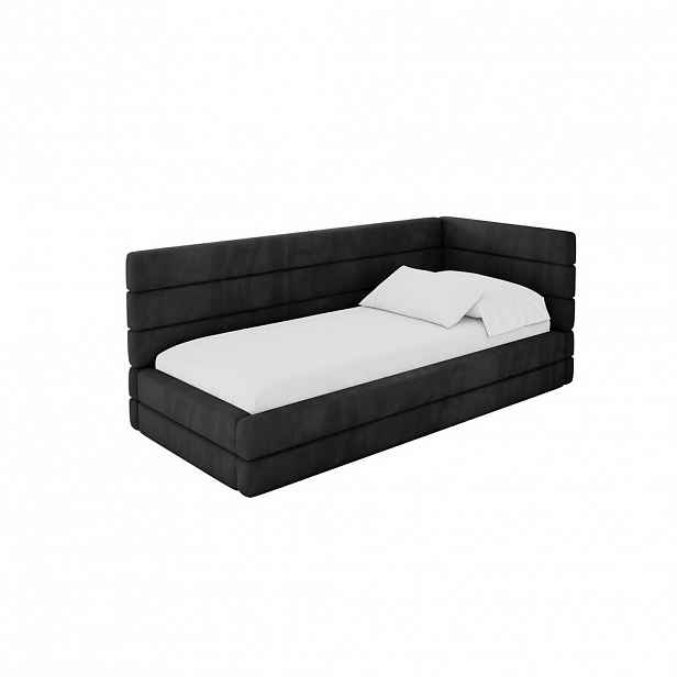 ALTDECOR JEDNOLŮŽKOVÁ POSTEL pro mládež s úložným prostorem, vlevo - BEMY 100x200 černá