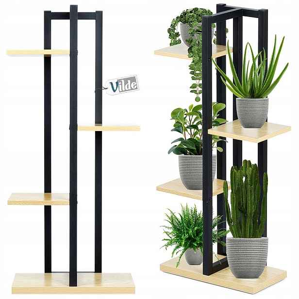 Držák Na Květináč Stojan na květiny 4úrovňová Kaskáda Kovový Loft Vilde 93 cm