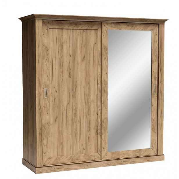 Dvoudveřová skříň AILISH - šířka 211 cm, dub kraft zlatý