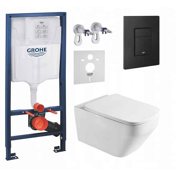 Podomítkový Wc set Grohe s mísou Naron a tlačítkem černý mat Fresh