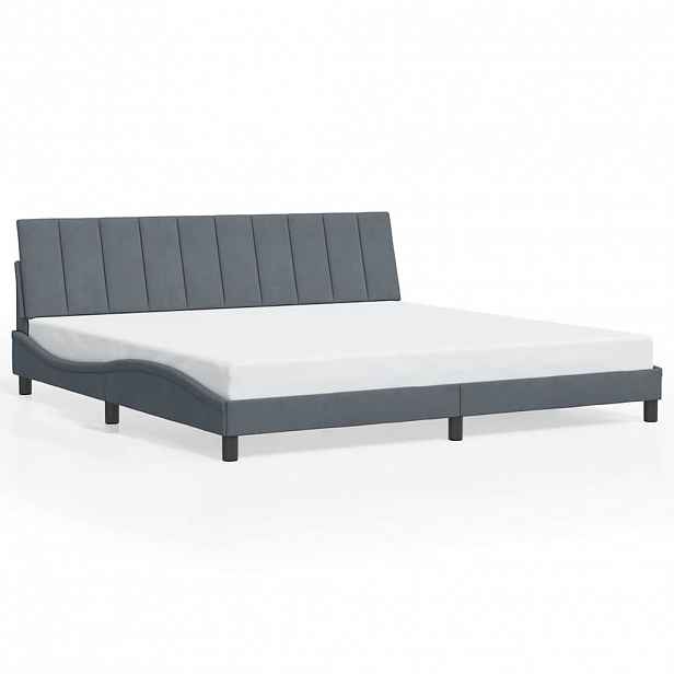 vidaXL Rám postele bez matrace Hanko tmavě šedý 200 x 200 cm samet
