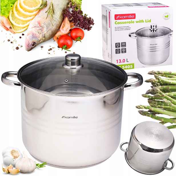 Vysoký Hrnec S Víčkem, catering, Ocel, 13,0 L, Kamille Induction