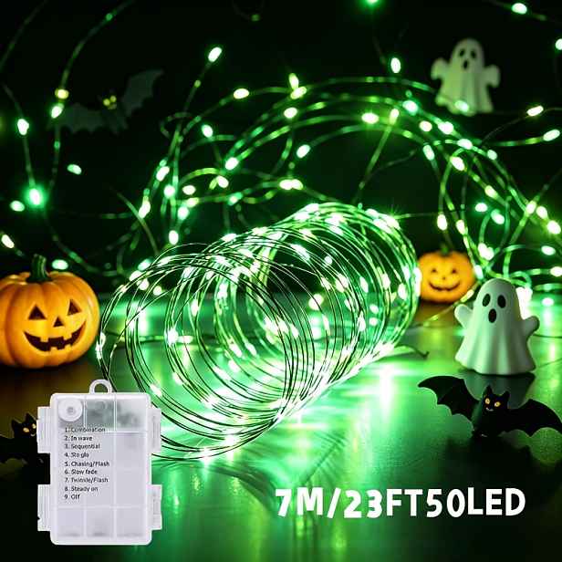 TEMU Halloweenská pohádková lampa k vlastnímu sestavení s bateriovým , 8 režimů, IP54, na baterie (baterie nejsou součástí), ideální pro sváteční