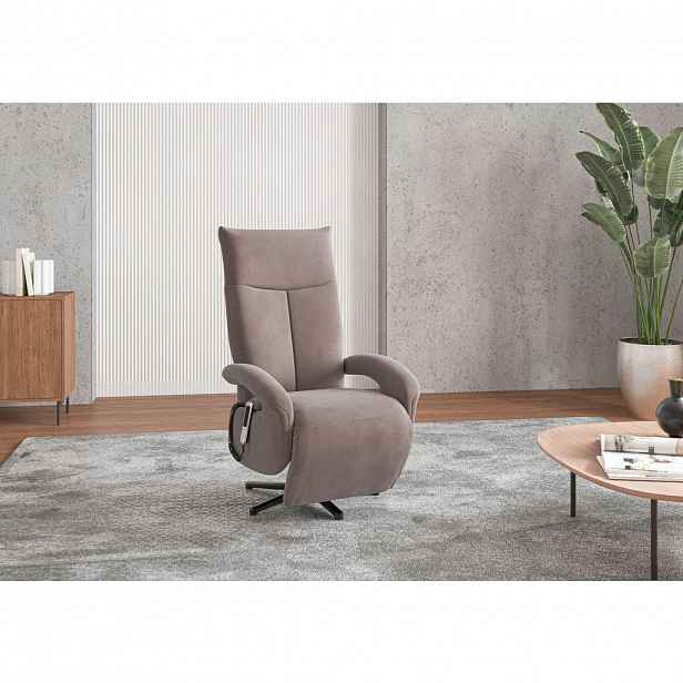 Sit & More KŘESLO, textil, šedohnědá