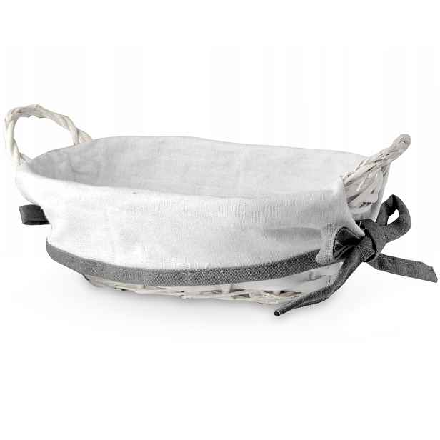 Affek Design HIWD6974 Proutěný košík na chléb, pečivo, bílý, 25x16x8cm