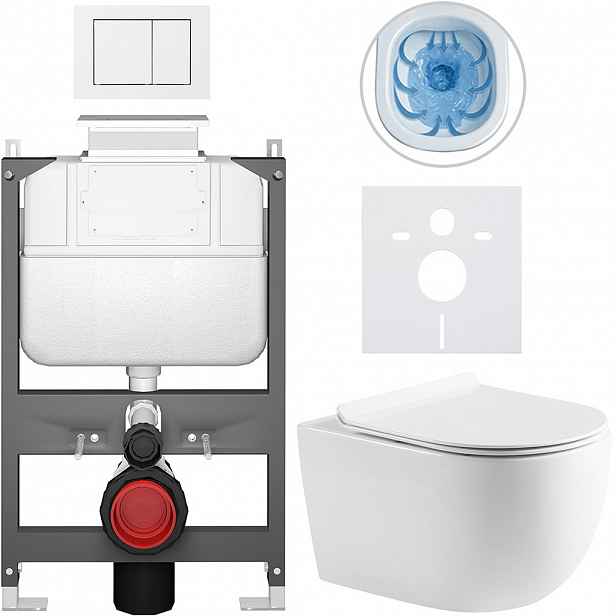 Kompletní WC set Basic/Felci - bílá lesklá - WC tlačítko Maxio/Bílá - ovládání shora - předstěnová instalace - 53x37 cm