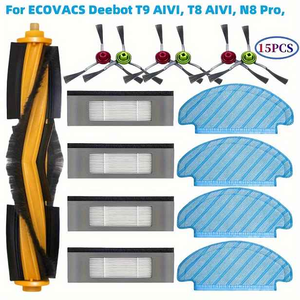 TEMU 15ks náhradních dílů kompatibilních s 920/950/T8/T8 AIVI/T8 Max/N7/N8+/N8 Pro/N8 Pro Plus/T9+/N10 PLUS/ Vac Station robotický vysavač - Obsahuje