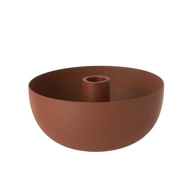 Terakotový kovový svícen na úzké svíčky Terra - Ø 15*7,5cm J-Line by Jolipa