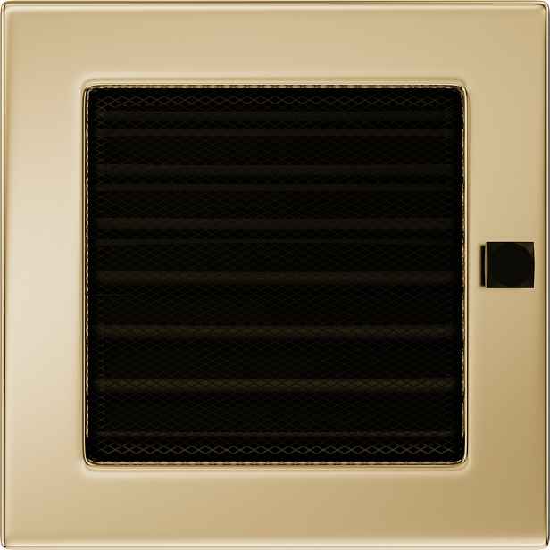 Ventilační mřížka do krbu 17x17 pozlacená s žaluzií