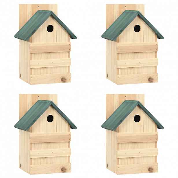 vidaXL Ptačí budky 4 ks 23 x 19 x 33 cm jedlové dveře