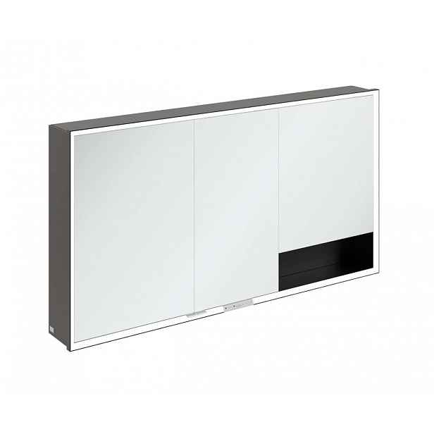 Villeroy & Boch My View+ - Zrcadlová skříňka s LED osvětlením 140x75x17 cm, 3 dvířka, matná černá B4811400