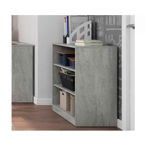 Nízký regál Carlos, šedý beton, šířka 75 cm