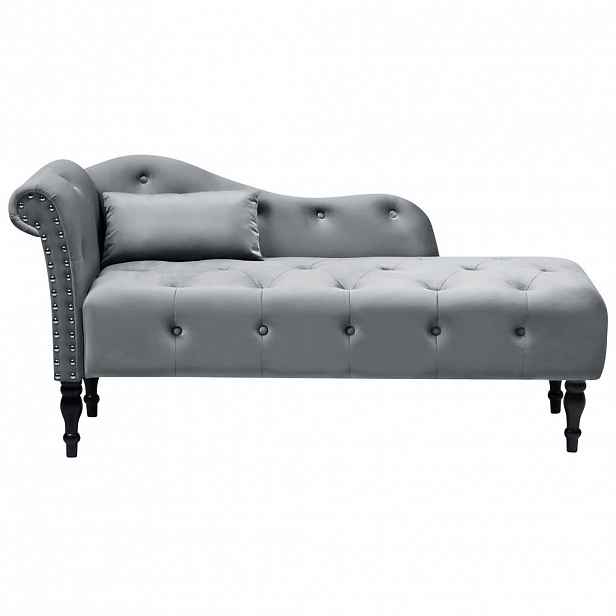 Beliani ČALOUNĚNÉ LEHÁTKO CHAISE LONGUE LEVOSTRANNÉ Sametová látka Šedé Ivry