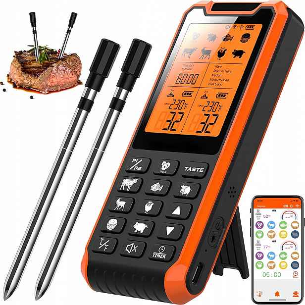 Teploměr Na Maso Na Grilování S Bezdrátovou Sondou Sunlary Bluetooth Časovač