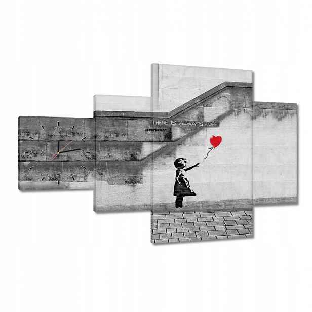 Hodiny 130x80 Banksy Holčička Hope