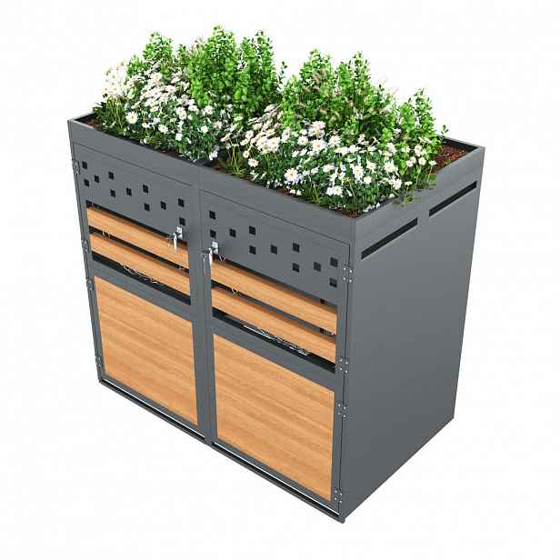 FLIEKS BOX NA ODPADKOVÉ NÁDOBY, 2dílný, antracit, 120–240 l
