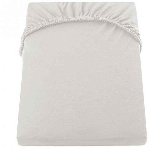 Krémové elastické bavlněné prostěradlo DecoKing Amber Collection, 140-160 x 200 cm