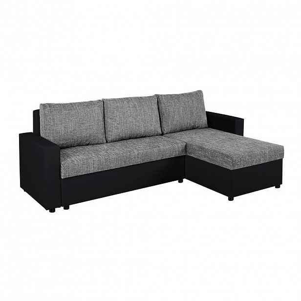 P & B ROHOVÁ SEDAČKA, plast, textil, kompozitní dřevo, šedá, černá