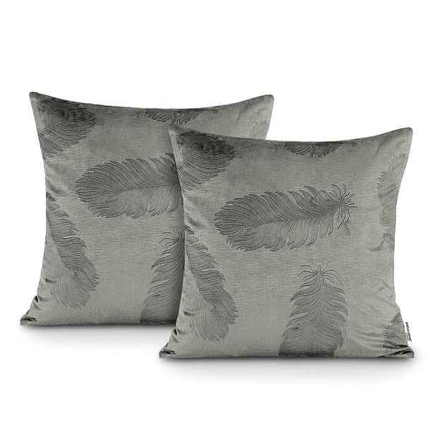 Restilo Sada dvou povlaků na polštář AmeliaHome Velvet Peacock šedá, velikost 45x45*2