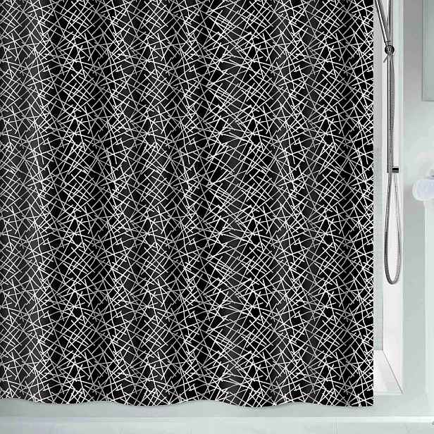 Spirella sprchový závěs Lines, abstraktní motiv, černý, 180 x 200 cm