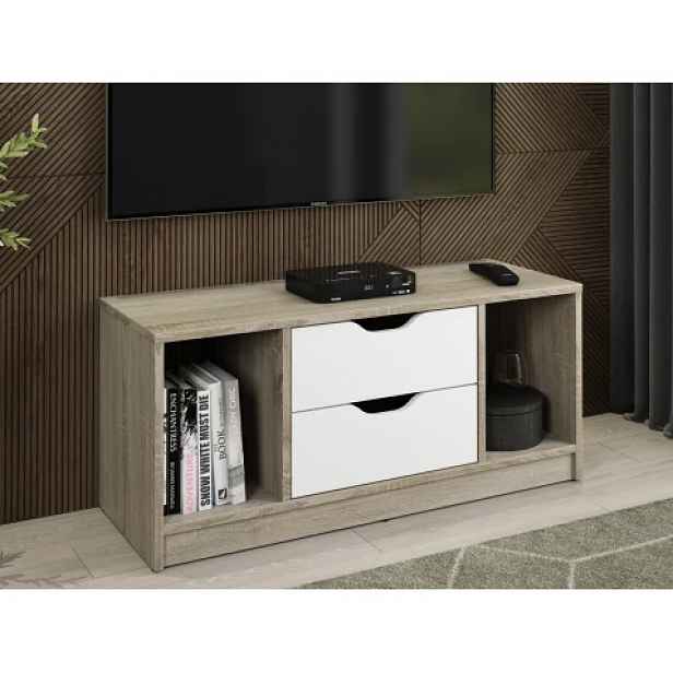 TV stolek Sten 100 cm, dub sonoma/bílý