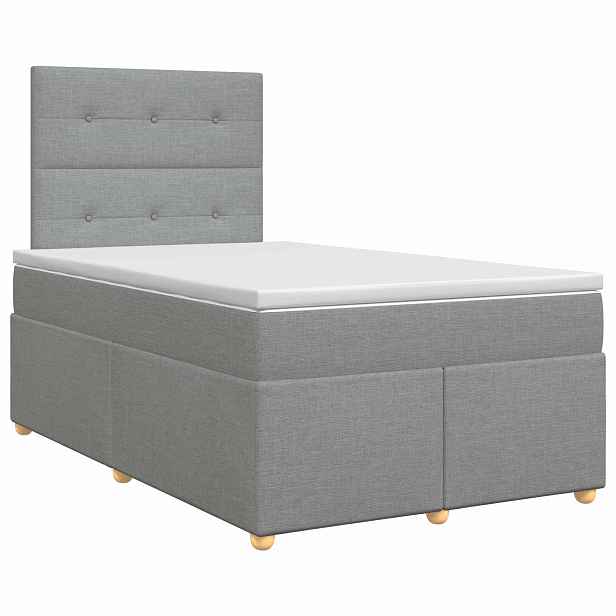 vidaXL Postel boxspring s matrací Světle šedá 120 x 200 cm Textil